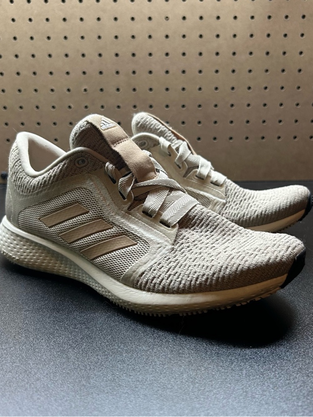 adidas Beige Knit Neutral-Style Running Sneakers